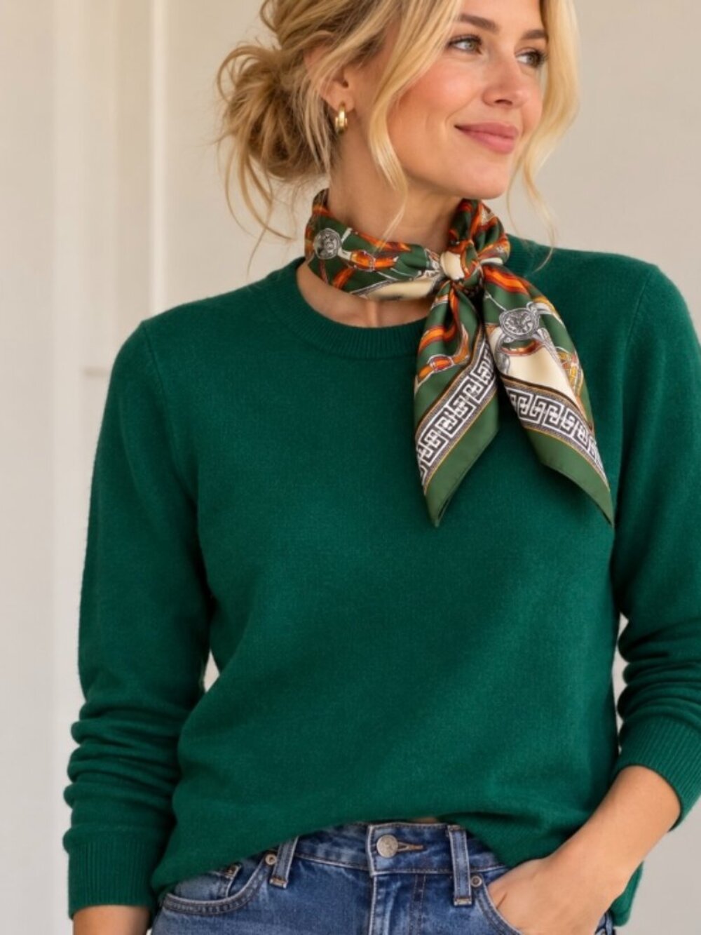 J.Crew emerald green pullover wool blend sweater preppy classic L